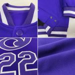 Personalized Purple Purple-White Bomber Full-Snap Varsity Letterman Jacket Team Custom Name and Number