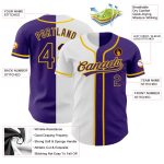 Personalized Purple Purple White-Gold Authentic Split Fashion Baseball Jersey Team Custom Name and Number