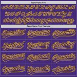 Personalized Purple Purple White-Gold Authentic Split Fashion Baseball Jersey Team Custom Name and Number