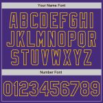 Personalized Purple Purple White-Gold Authentic Split Fashion Baseball Jersey Team Custom Name and Number