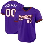 Personalized Purple Red-Black Authentic Throwback Baseball Jersey Team Custom Name and Number