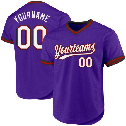 Personalized Purple Red-Black Authentic Throwback Baseball Jersey Team Custom Name and Number