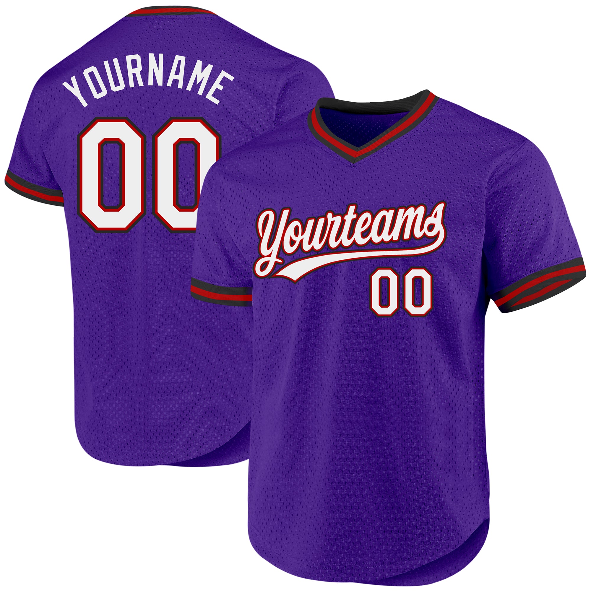 Personalized Purple Red-Black Authentic Throwback Baseball Jersey Team Custom Name and Number