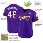 Personalized Purple Red-Black Authentic Throwback Baseball Jersey Team Custom Name and Number