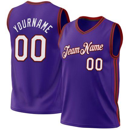 Personalized Purple Red-Black Authentic Throwback Basketball Jersey Team Custom Name and Number
