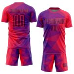 Personalized Purple Red-Black Geometric Shapes Sublimation Soccer Uniform Jersey Team Custom Name and Number