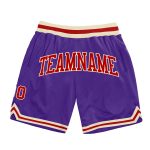 Personalized Purple Red-Cream Authentic Throwback Basketball Shorts Team Custom Name and Number