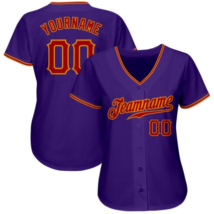 Personalized Purple Red-Gold Authentic Baseball Jersey Team Custom Name and Number