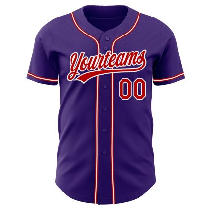 Personalized Purple Red-White Authentic Baseball Jersey