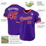 Personalized Purple Red-White Authentic Throwback Baseball Jersey Team Custom Name and Number