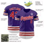 Personalized Purple Red-White Line Authentic Baseball Jersey Team Custom Name and Number
