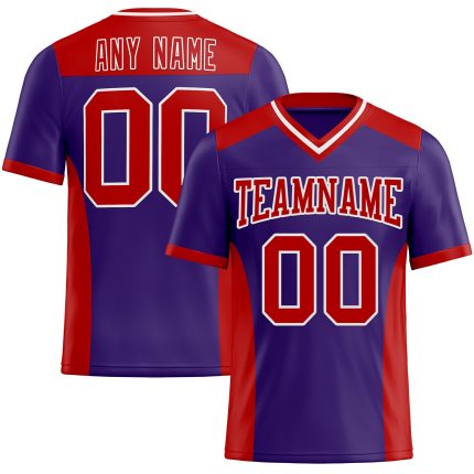Personalized Purple Red-White Mesh Authentic Football Jersey Team Custom Name and Number
