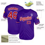 Personalized Purple Red-White Mesh Authentic Throwback Baseball Jersey Team Custom Name and Number