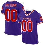 Personalized Purple Red-White Mesh Authentic Throwback Football Jersey Team Custom Name and Number