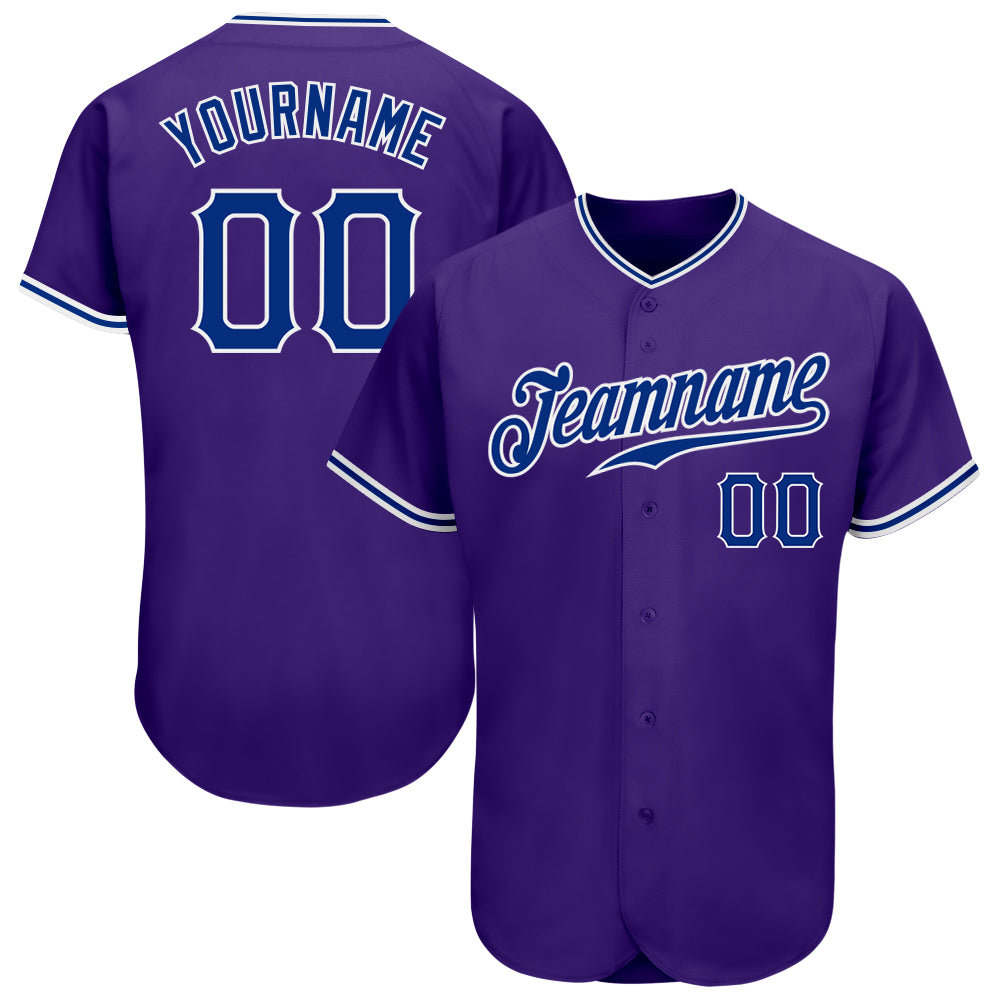 Personalized Purple Royal-White Authentic Baseball Jersey Team Custom Name and Number