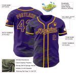 Personalized Purple Steel Gray Splash Ink Gold Authentic Baseball Jersey Team Custom Name and Number