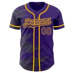 Personalized Purple Steel Gray Splash Ink Gold Authentic Baseball Jersey Team Custom Name and Number