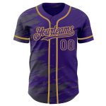 Personalized Purple Steel Gray Splash Ink Old Gold Authentic Baseball Jersey Team Custom Name and Number