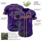 Personalized Purple Steel Gray Splash Ink Old Gold Authentic Baseball Jersey Team Custom Name and Number
