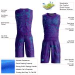 Personalized Purple Teal Abstract Grunge Art Round Neck Sublimation Basketball Suit Jersey Team Custom Name and Number