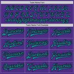 Personalized Purple Teal-Black Bomber Full-Snap Varsity Letterman Two Tone Jacket Team Custom Name and Number