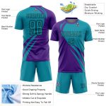 Personalized Purple Teal-Black Curve Lines Sublimation Soccer Uniform Jersey Team Custom Name and Number