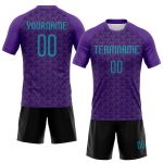 Personalized Purple Teal-Black Geometric Shape Sublimation Volleyball Uniform Jersey Team Custom Name and Number