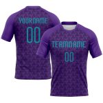 Personalized Purple Teal-Black Geometric Shape Sublimation Volleyball Uniform Jersey Team Custom Name and Number