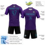 Personalized Purple Teal-Black Geometric Shape Sublimation Volleyball Uniform Jersey Team Custom Name and Number