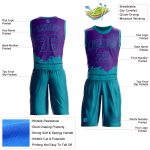 Personalized Purple Teal Color Splash Round Neck Sublimation Basketball Suit Jersey Team Custom Name and Number