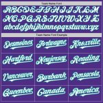 Personalized Purple Teal Pinstripe White Two-Button Unisex Softball Jersey Team Custom Name and Number