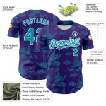 Personalized Purple Teal-White 3D Pattern Design Boats And Fish Authentic Baseball Jersey Team Custom Name and Number