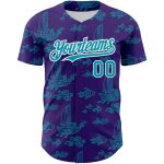 Personalized Purple Teal-White 3D Pattern Design Boats And Fish Authentic Baseball Jersey Team Custom Name and Number