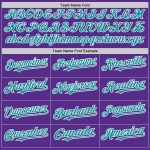 Personalized Purple Teal-White 3D Pattern Design Gradient Style Twinkle Star Authentic Baseball Jersey Team Custom Name and Number