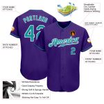 Personalized Purple Teal-White Authentic Baseball Jersey Team Custom Name and Number
