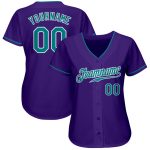 Personalized Purple Teal-White Authentic Baseball Jersey Team Custom Name and Number