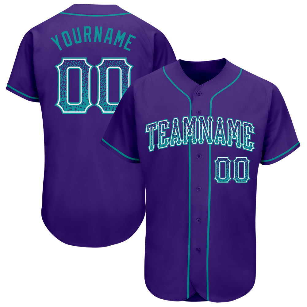Personalized Purple Teal-White Authentic Drift Fashion Baseball Jersey Team Custom Name and Number