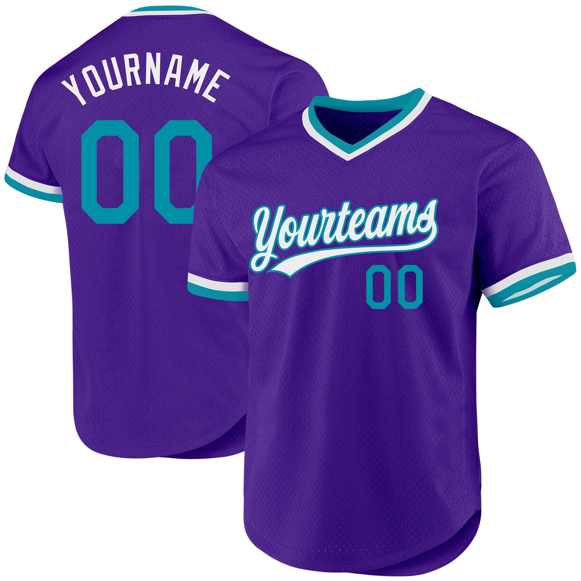 Personalized Purple Teal-White Authentic Throwback Baseball Jersey Team Custom Name and Number