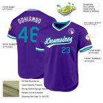 Personalized Purple Teal-White Authentic Throwback Baseball Jersey Team Custom Name and Number