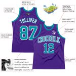 Personalized Purple Teal-White Authentic Throwback Basketball Jersey