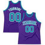 Personalized Purple Teal-White Authentic Throwback Basketball Jersey