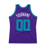 Personalized Purple Teal-White Authentic Throwback Basketball Jersey Team Custom Name and Number