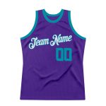 Personalized Purple Teal-White Authentic Throwback Basketball Jersey Team Custom Name and Number