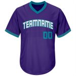 Personalized Purple Teal-White Authentic Throwback Rib-Knit Baseball Jersey Shirt Team Custom Name and Number