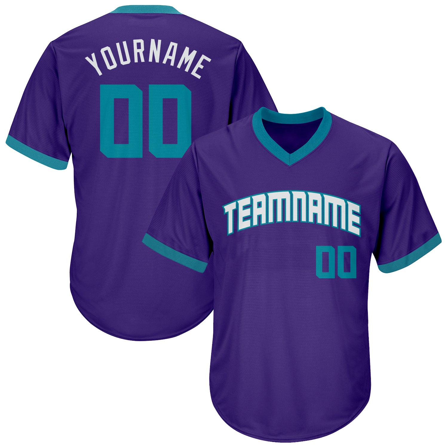 Personalized Purple Teal-White Authentic Throwback Rib-Knit Baseball Jersey Shirt Team Custom Name and Number