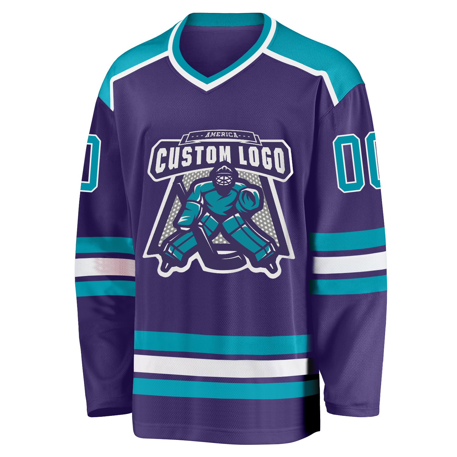Personalized Purple Teal-White Hockey Jersey Personalized Purple Teal-White Hockey Jersey - Image 2