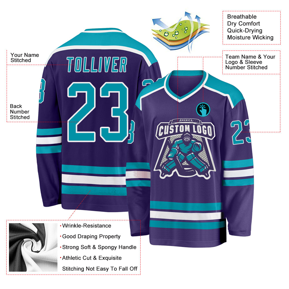 Personalized Purple Teal-White Hockey Jersey Personalized Purple Teal-White Hockey Jersey - Image 3