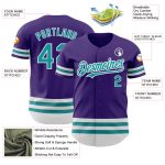 Personalized Purple Teal-White Line Authentic Baseball Jersey Team Custom Name and Number