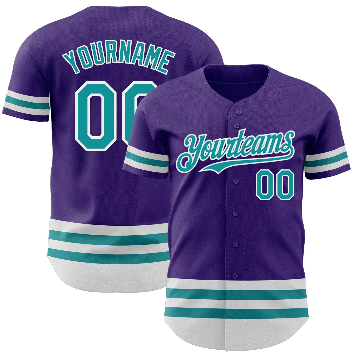 Personalized Purple Teal-White Line Authentic Baseball Jersey Team Custom Name and Number