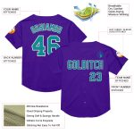Personalized Purple Teal-White Mesh Authentic Throwback Baseball Jersey